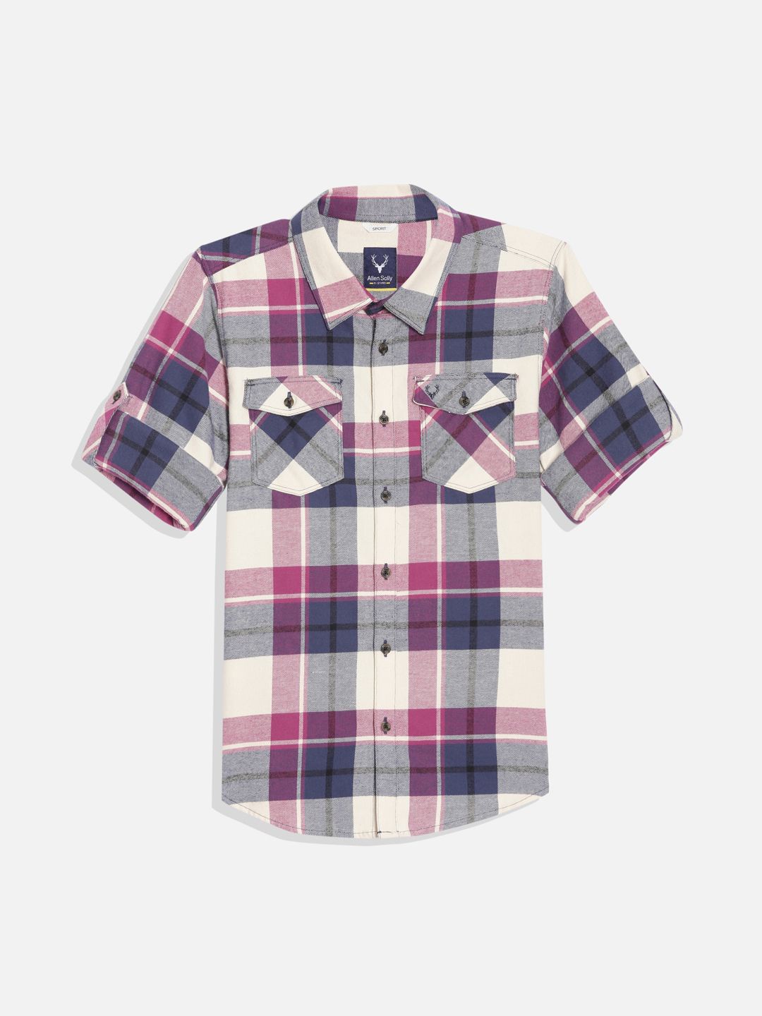 

Allen Solly Junior Boys Spread Collar Checked Cotton Casual Shirt, Beige