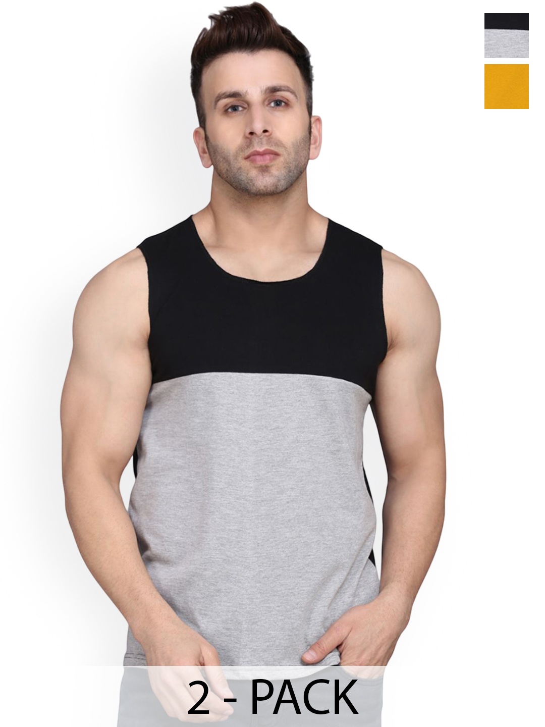 

WOOSTRO 2-Pcs Ultra-Soft Innerwear Vests RS26 COMBO (MUSTARD) (BLKGRY)