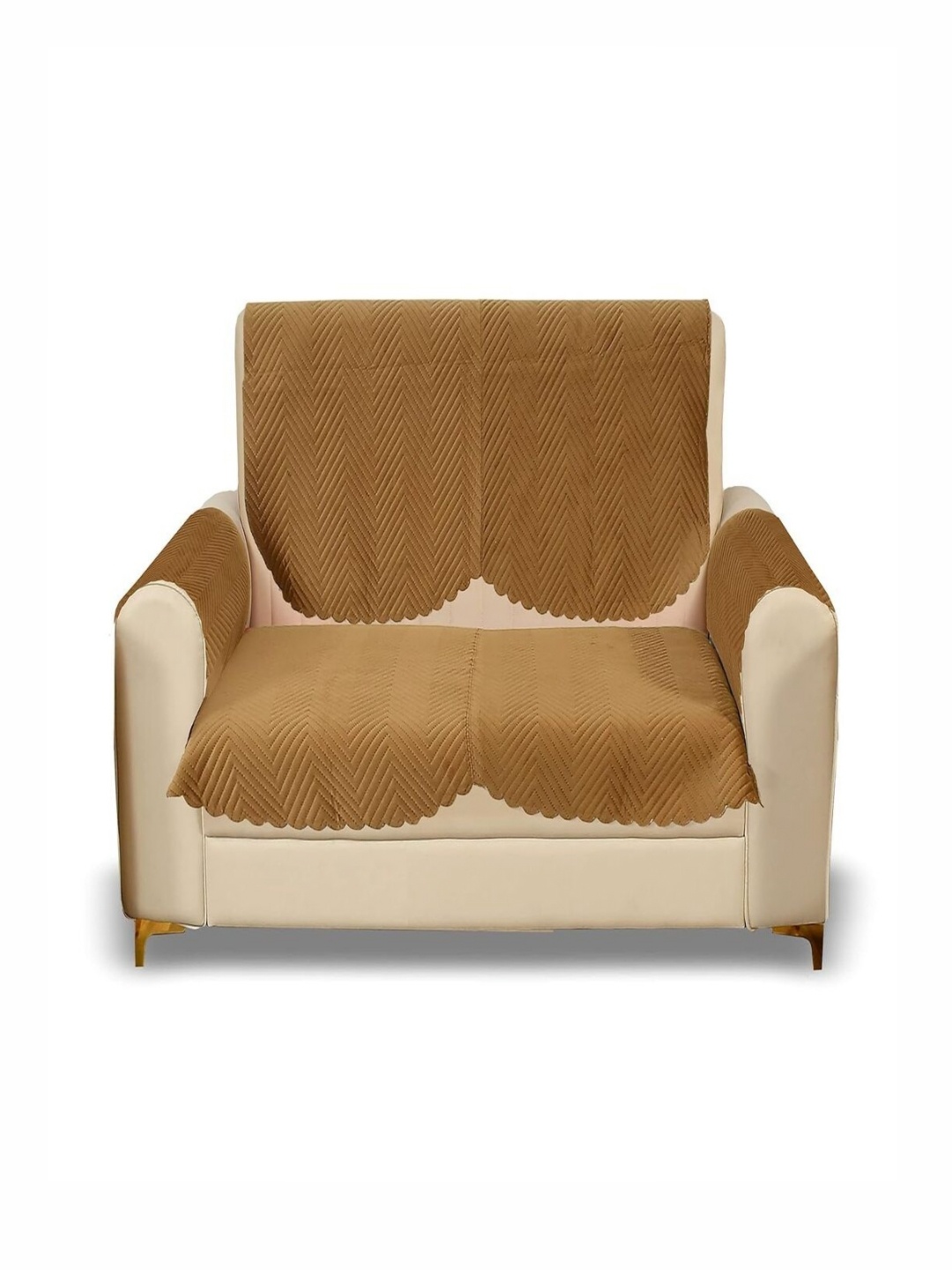 

Fashion Throw Gold-Toned Velvet 4 Piece Sofa Cover With Arms