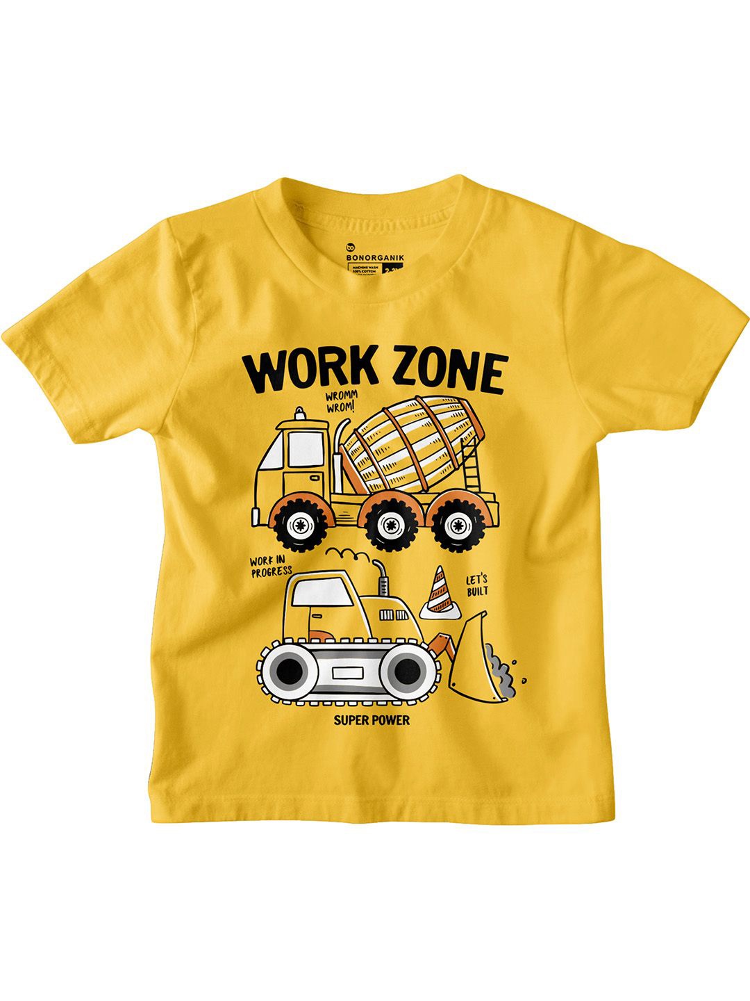 

BonOrganik Boys Graphic Printed Round Neck Cotton T-shirt, Yellow