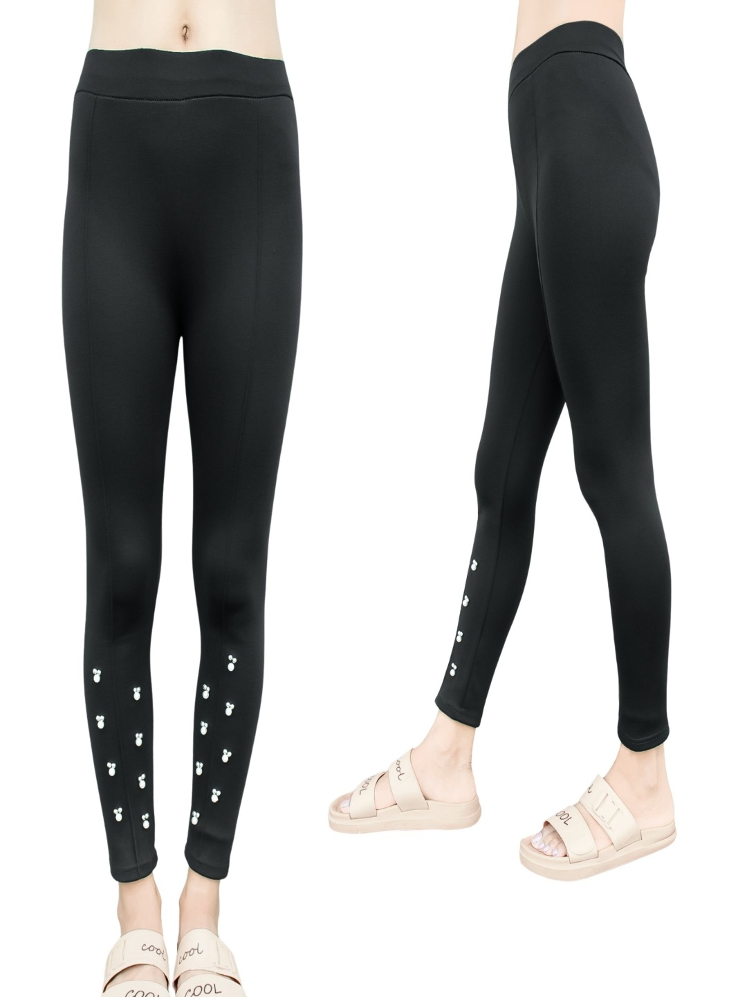 

The Little Lookers Kids Printed Slim Fit Stretchable Jeggings, Black