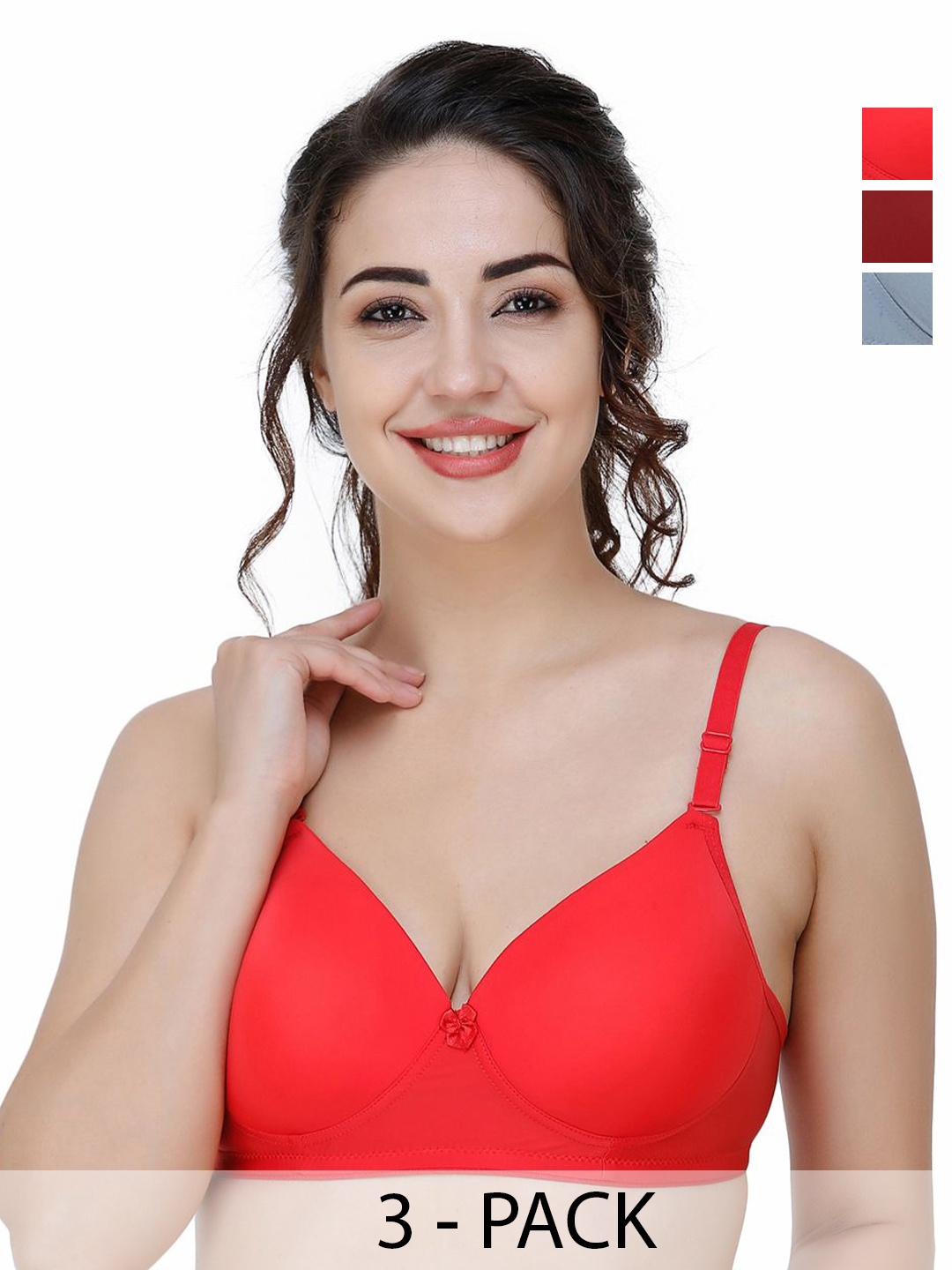 

College Girl Women Pack Of 2 Full Coverage Lightly Padded Seamless T-shirt Bra, Grey