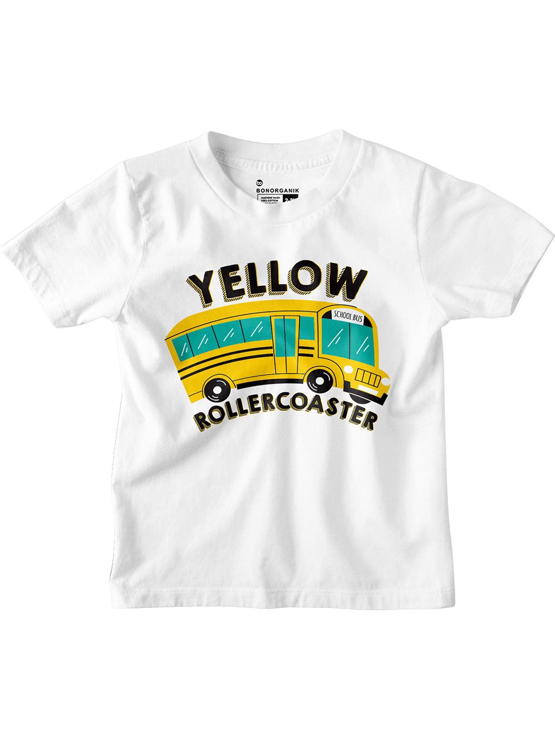 

BonOrganik Boys Graphic Printed Round Neck Cotton T-shirt, White