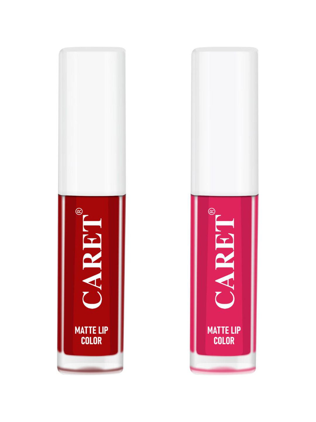 

CARET ORGANIC Set Of 2 Super-Pigmented Liquid Matte Lipsticks - 4 ml -Red 3 , Pink 4