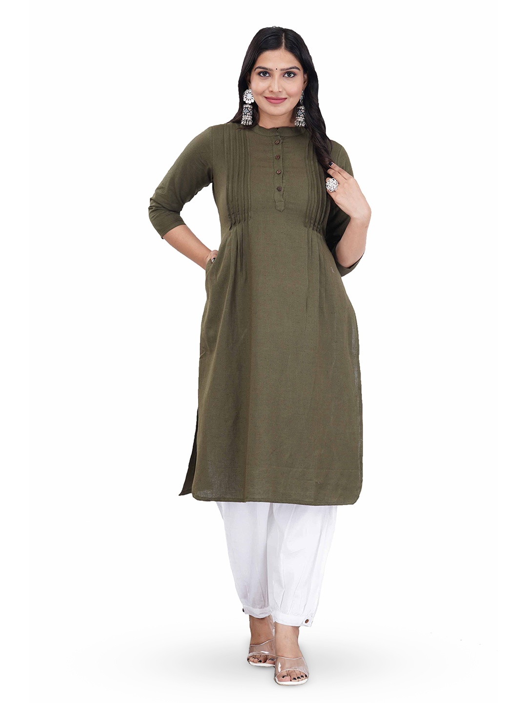 

Anootha Pure Cotton Straight Kurta, Green
