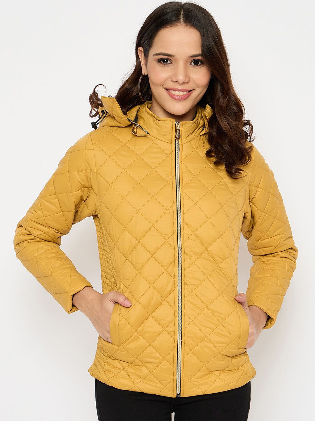 

Moda Elementi Women Geometric Polycotton Lightweight Quilted Jacket, Mustard