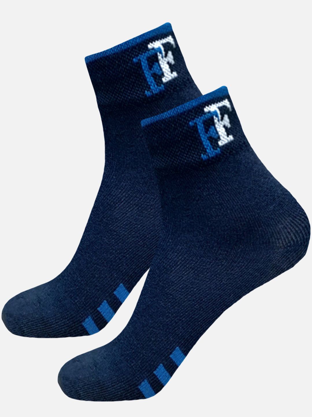

StyFun Men Striped Cotton Crew Length Ankle Running Socks, Blue