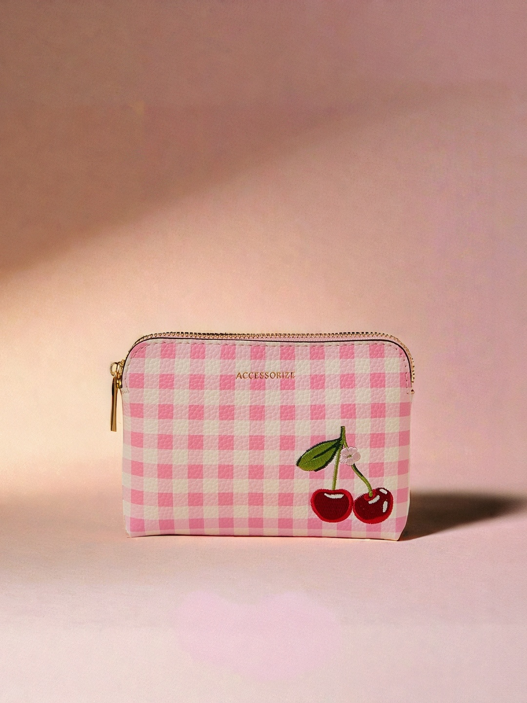 

Accessorize Women Checked PU Card Holder, Pink