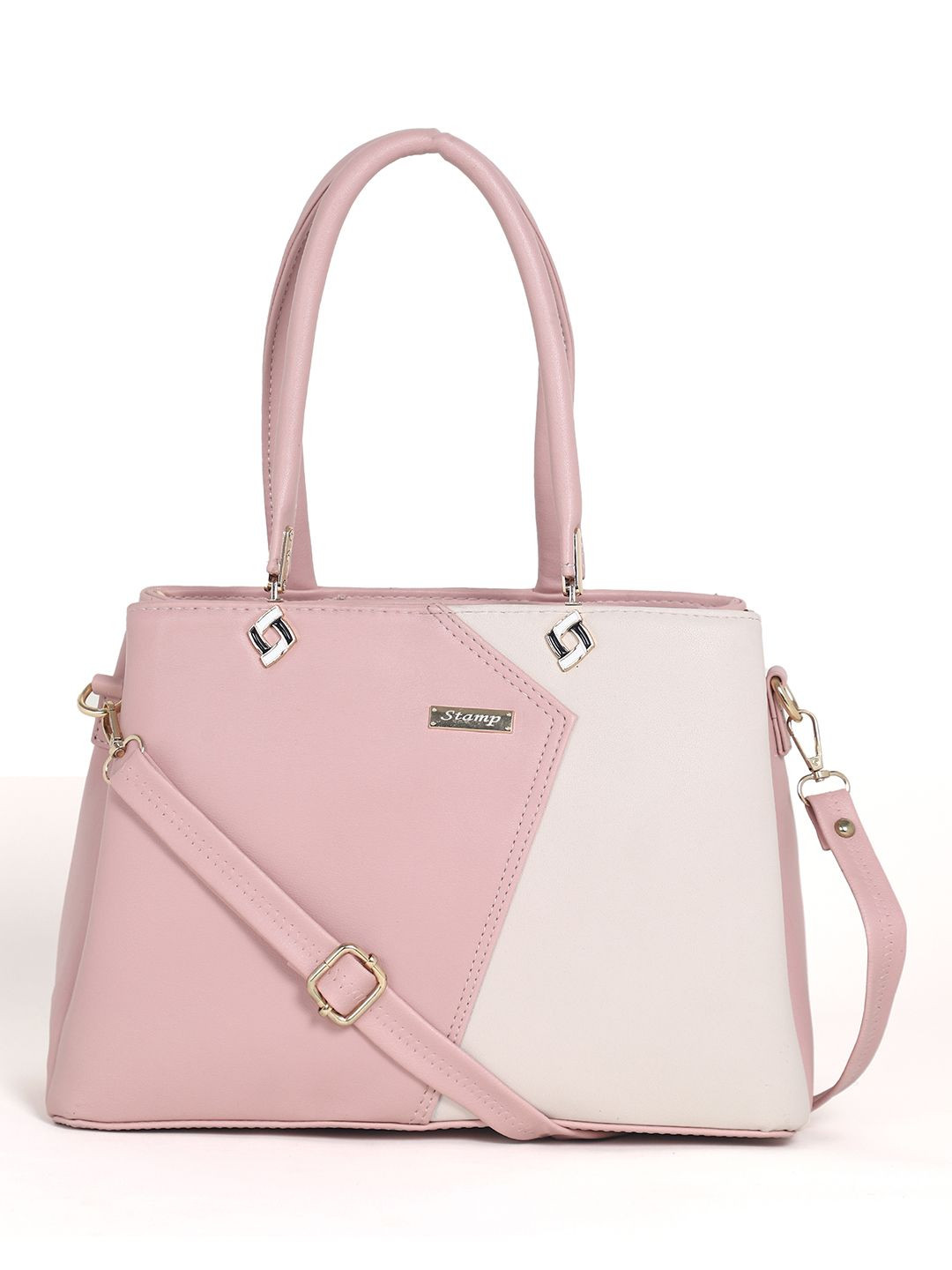 

Stamp Women Colourblocked Structured Handheld Bag, Pink