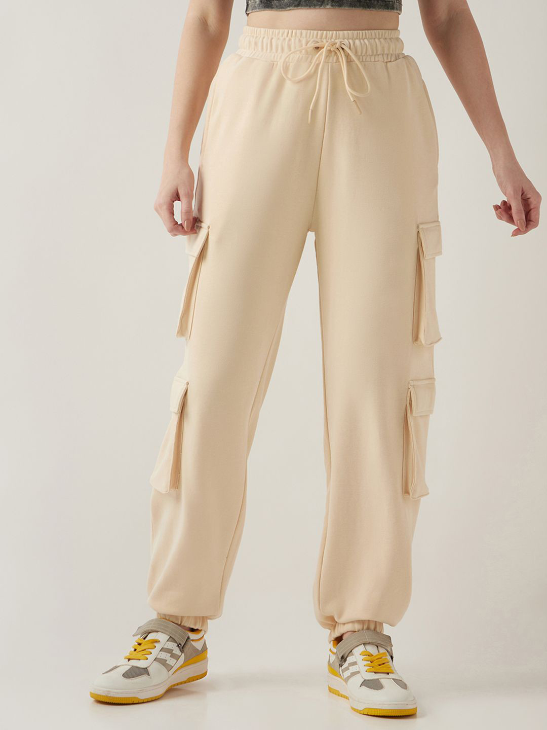 

Bewakoof AIR Women Loose-Fit Cargo Joggers, Beige