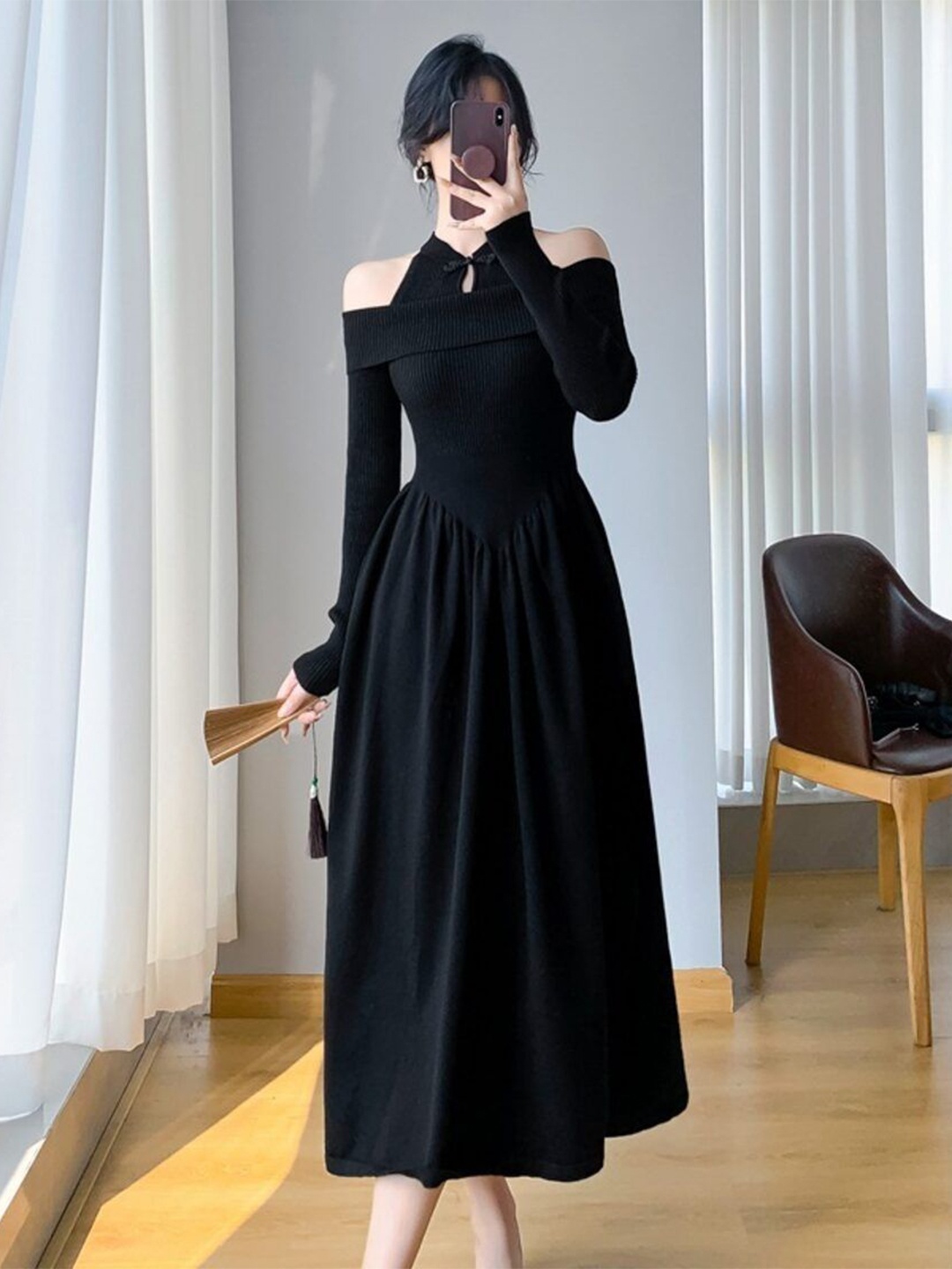 

PANKH Fit & Flare Maxi Dress, Black
