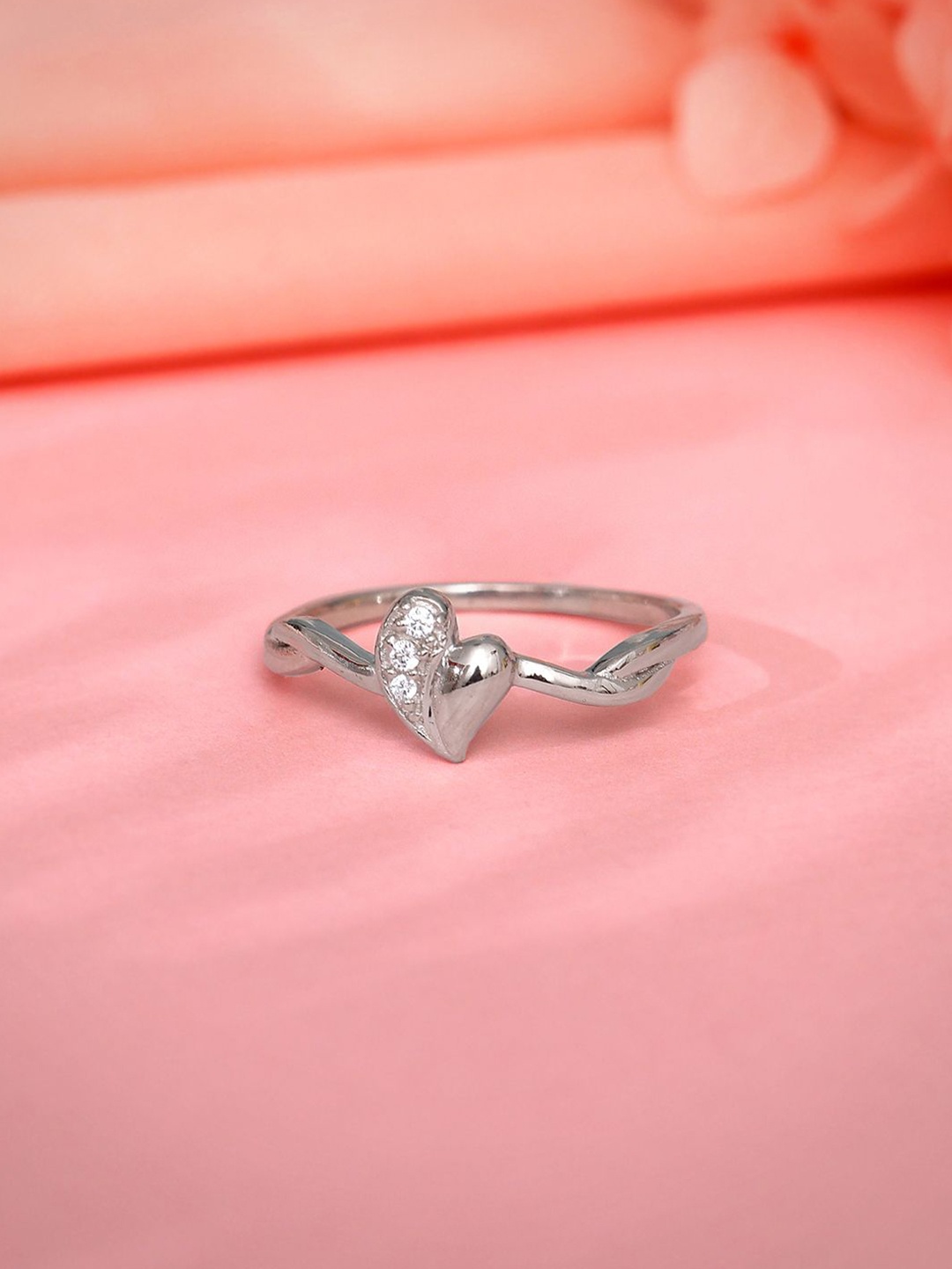 

GIVA 925 Sterling Silver Rhodium-Plated Stone-Studded My Bond Finger Ring