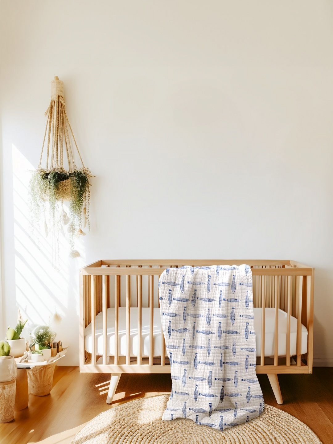 

Biglilpeople Kids White & Blue Mild Winter Cotton 400 GSM Single Bed Blanket