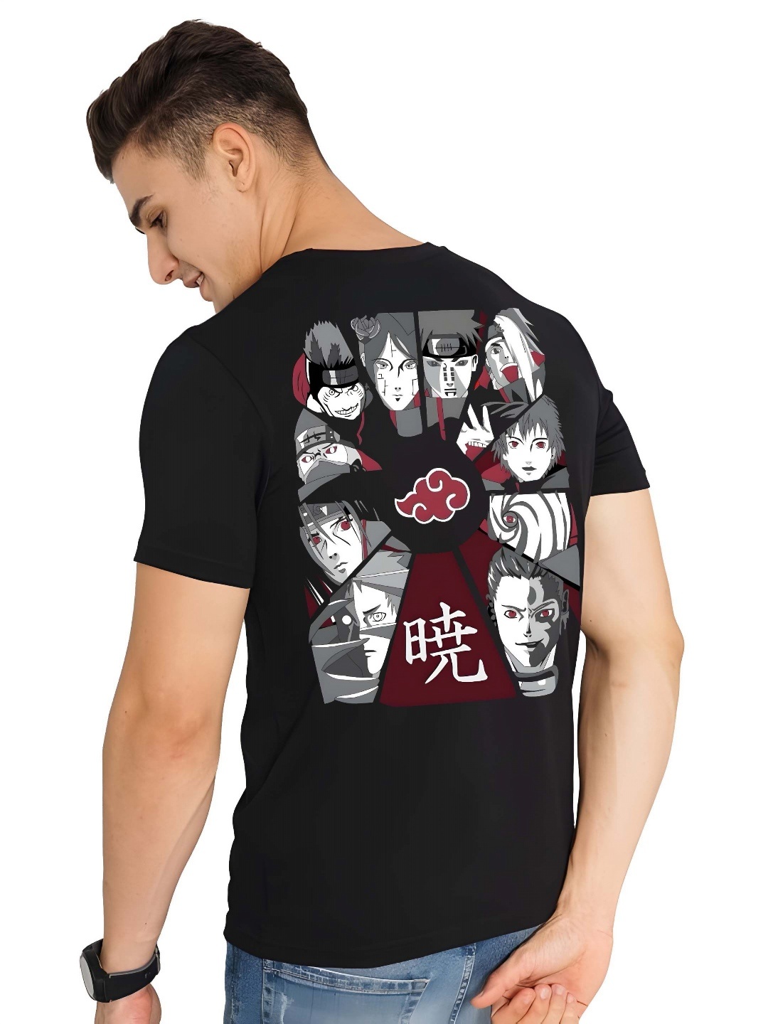 

Krimmple Men Graphic Printed Round Neck Cotton T-shirt, Black