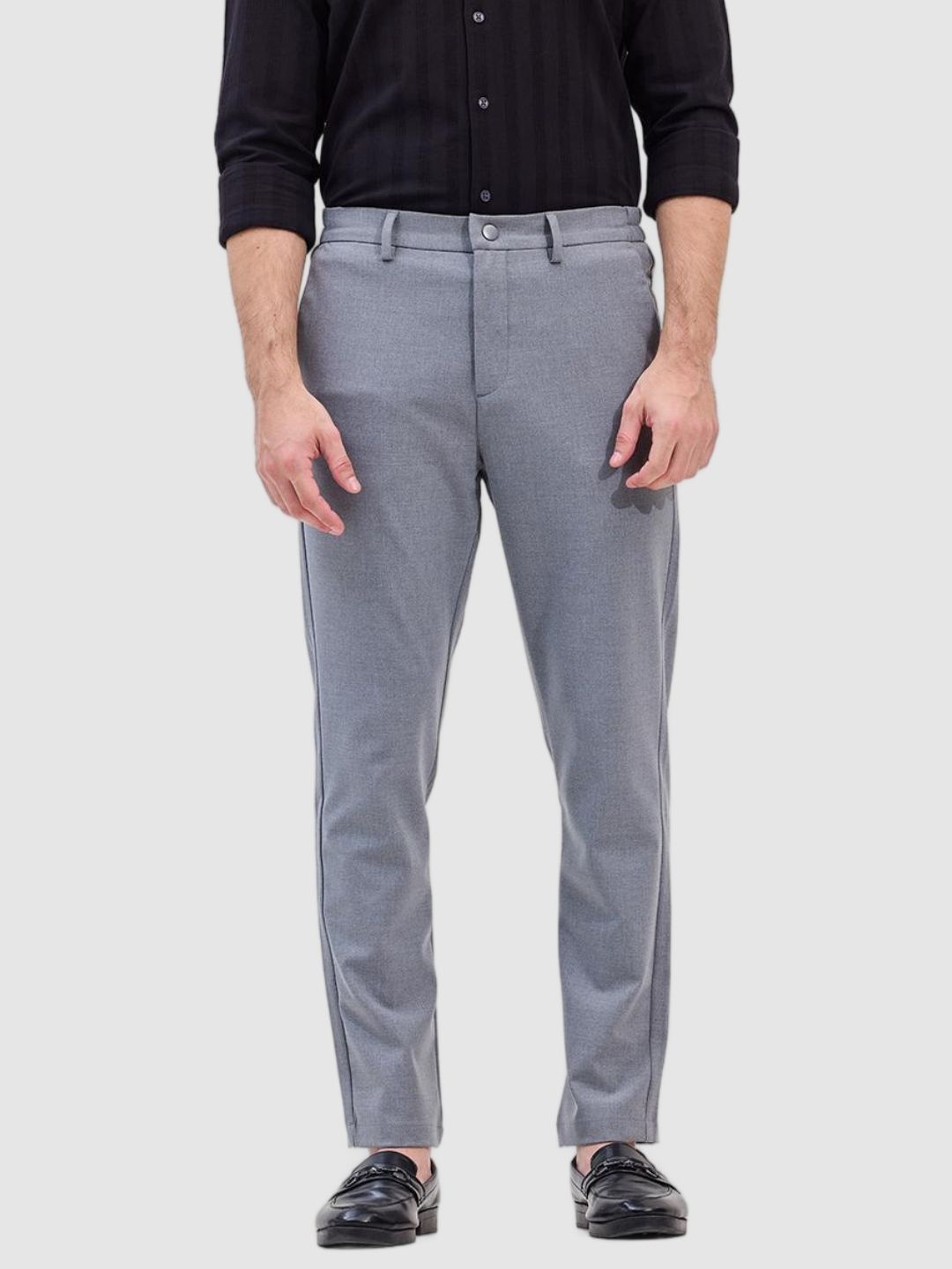 

Snitch Men Smart Slim Fit Formal Trousers, Blue