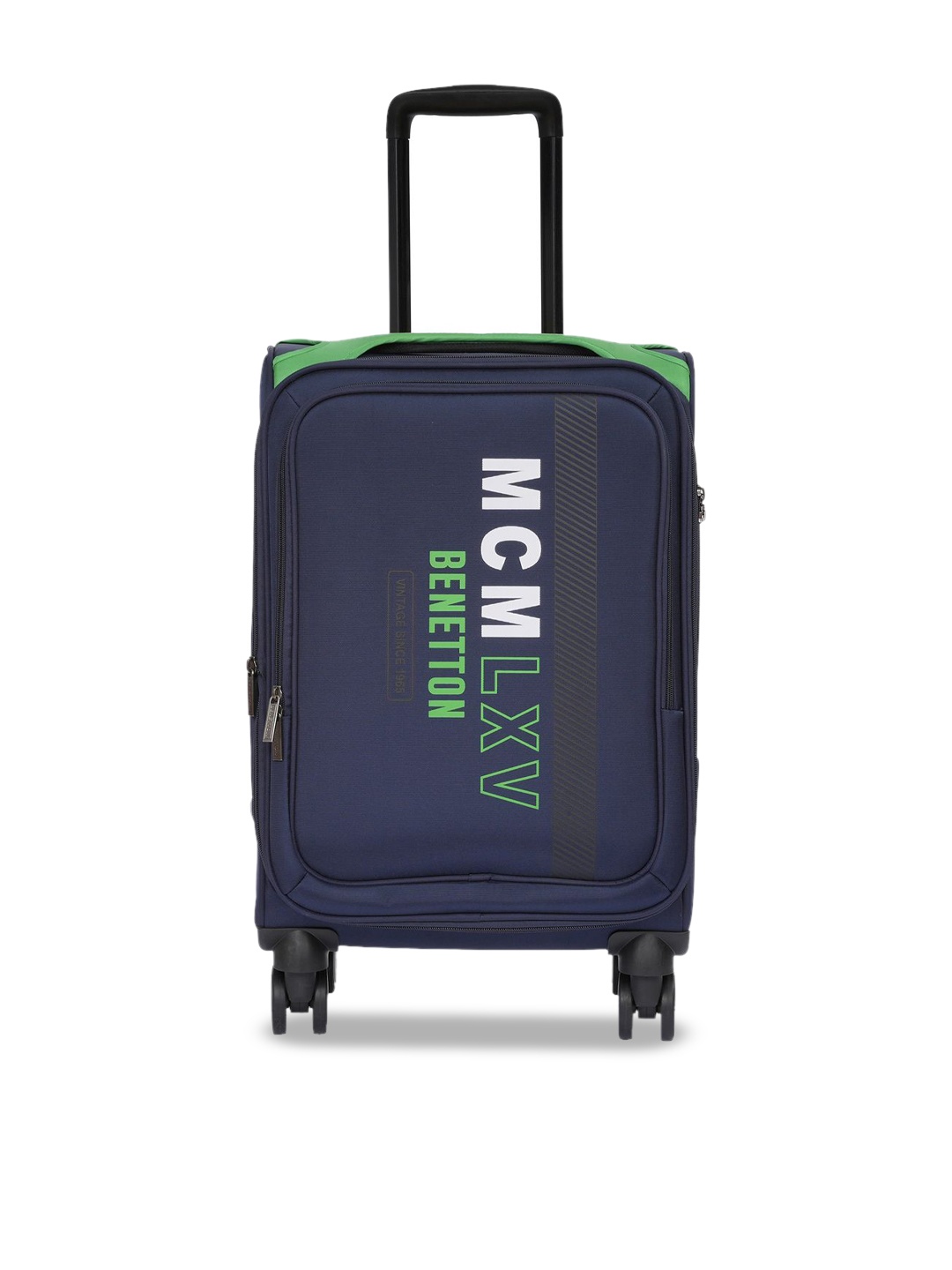 

United Colors of Benetton Topaz Plus Printed Soft-Sided Medium Trolley Bag, Navy blue