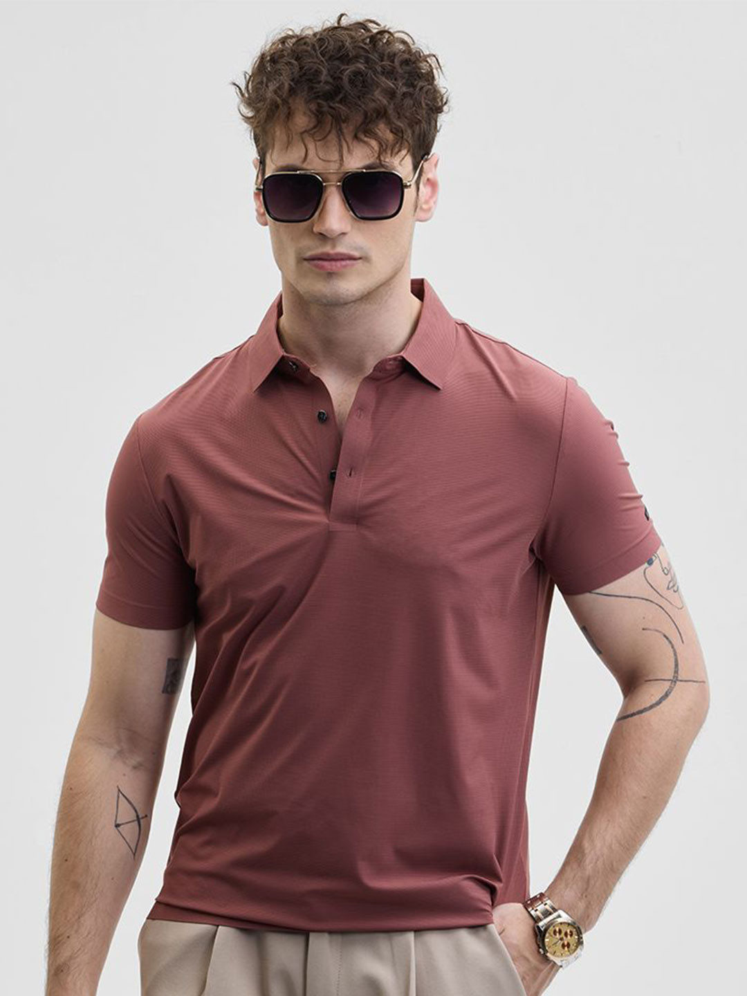 

Snitch Men Polo Collar Slim Fit T-shirt, Maroon