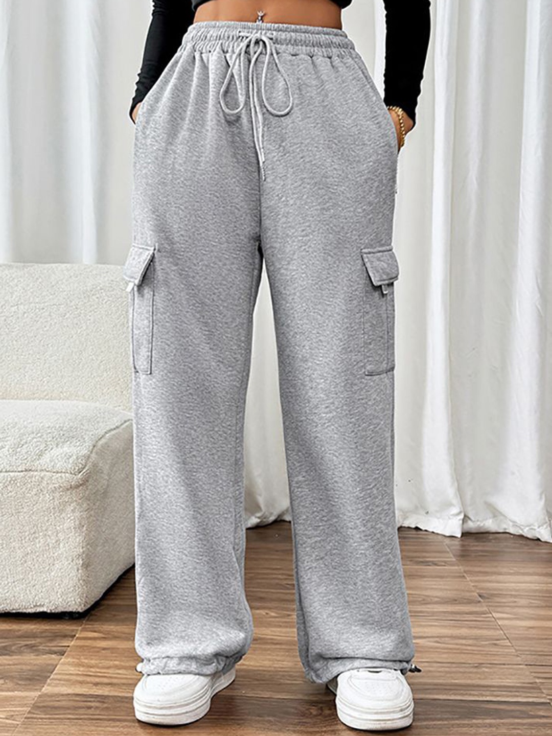 

StyleCast x Revolte Women Loose Fit Easy Wash Cargos, Grey