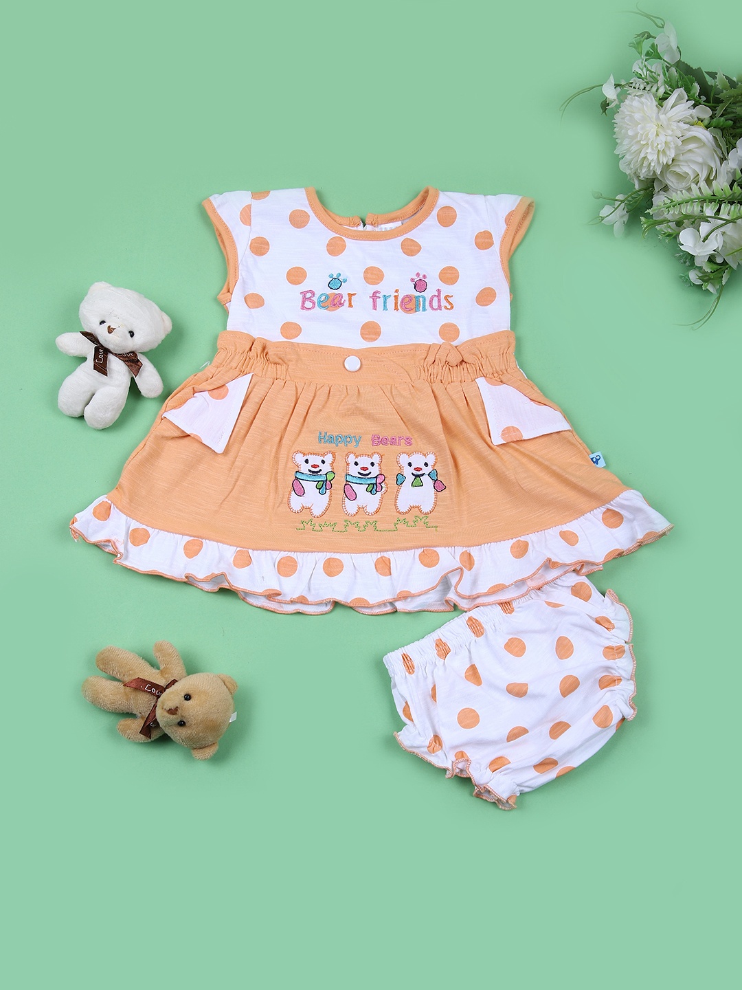 

V-Mart Print Fit & Flare Dress, Peach
