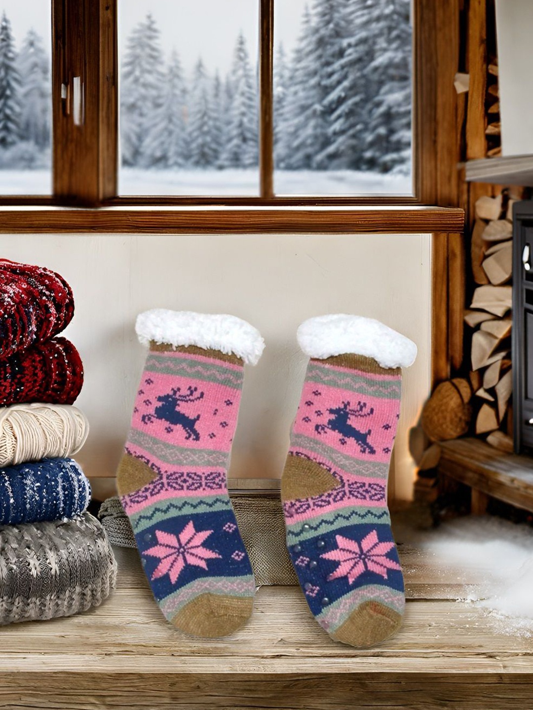 

Butterthief Kids Patterned Calf Length Socks, Pink