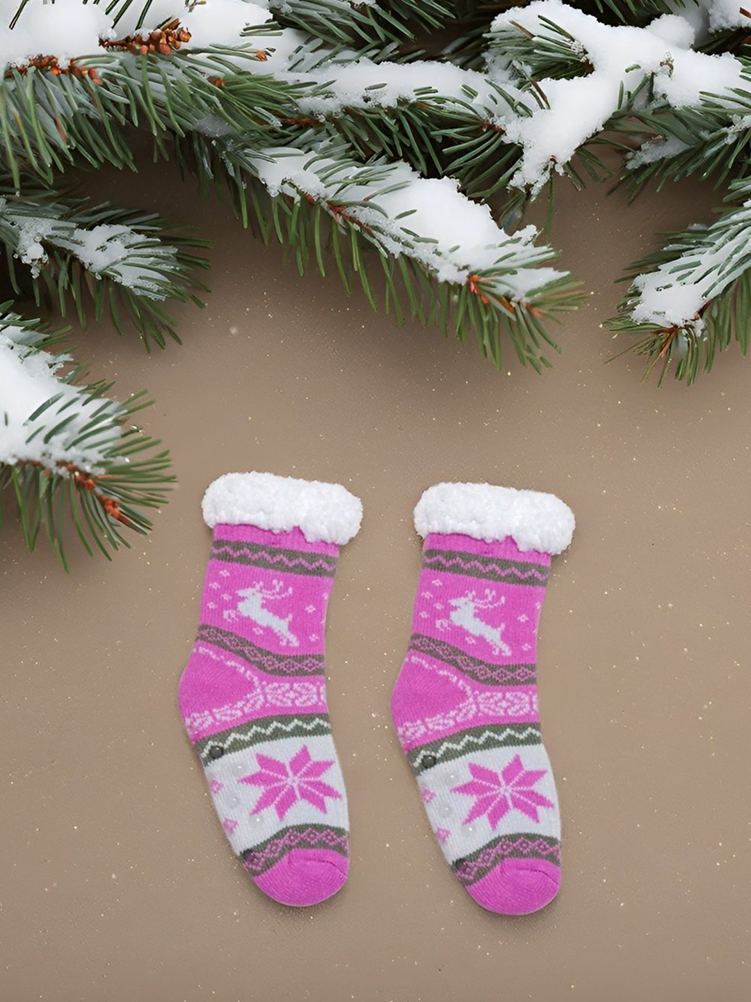 

Butterthief Kids Patterned Sherpa Socks, Pink