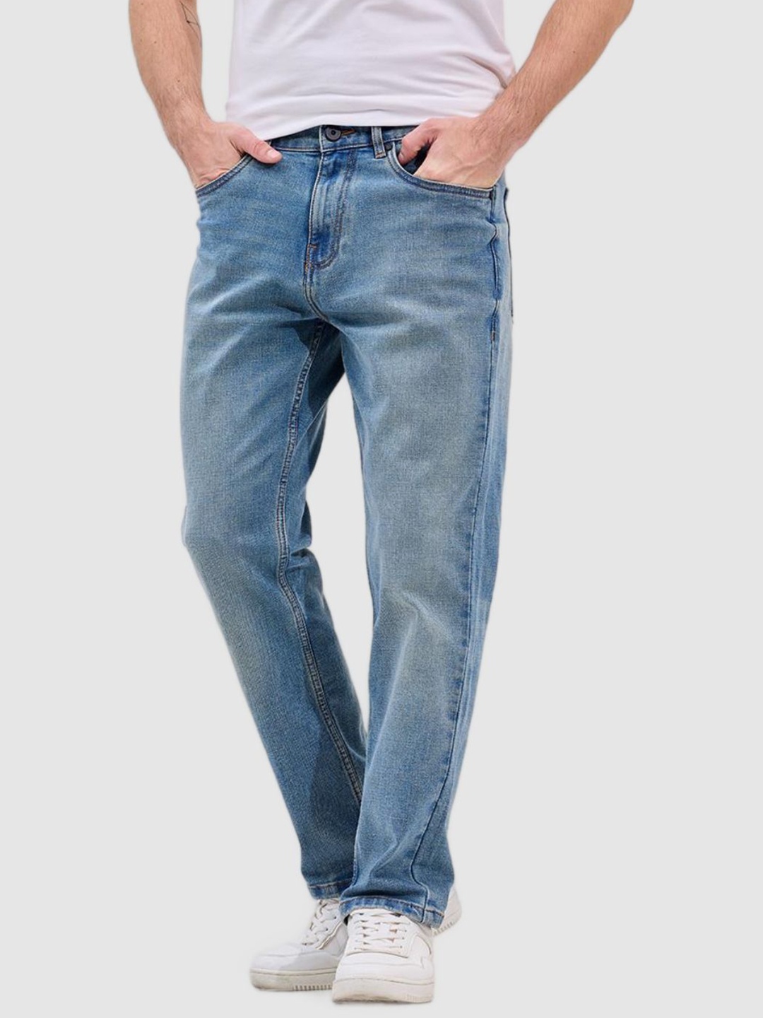 

Snitch Men Classic Regular Fit Mid-Rise Heavy Fade Stretchable Jeans, Blue