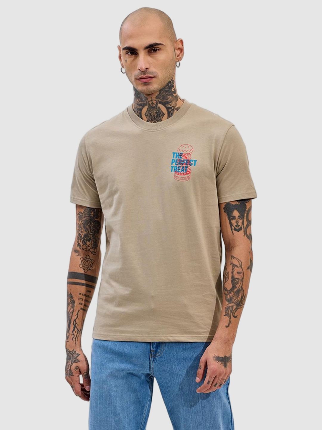 

Snitch Men Printed Slim Fit T-shirt, Khaki