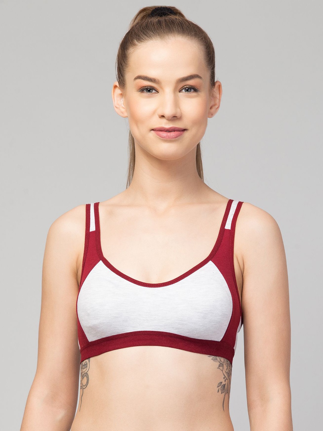 

Apraa & Parma Women Pack Of 3 Colourblocked Full Coverage Cotton Workout Bra, Maroon