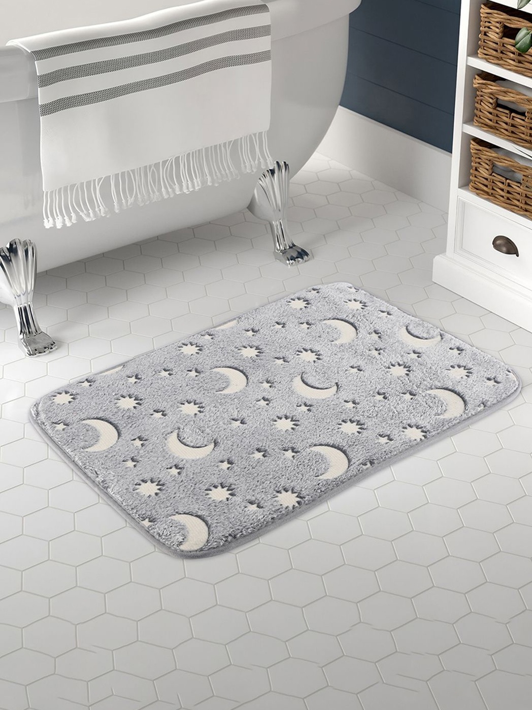 

Kuber Industries Grey Printed Anti-Skid Doormat