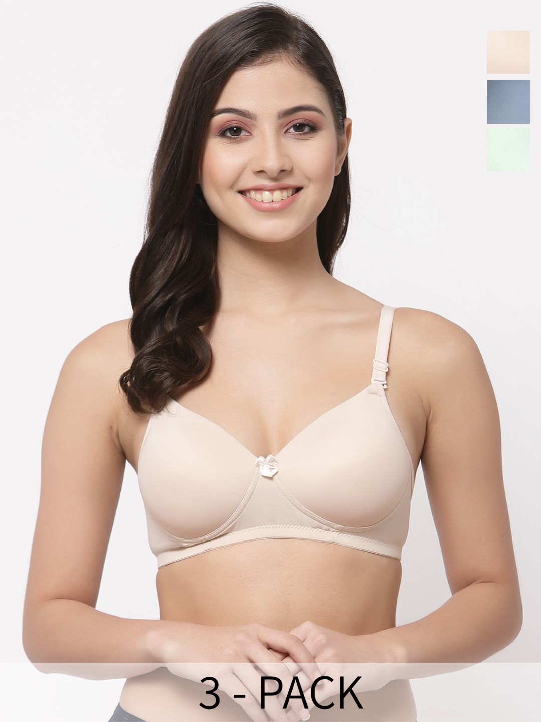 

College Girl Full Coverage Lightly Padded Bra pack of 3, Grey