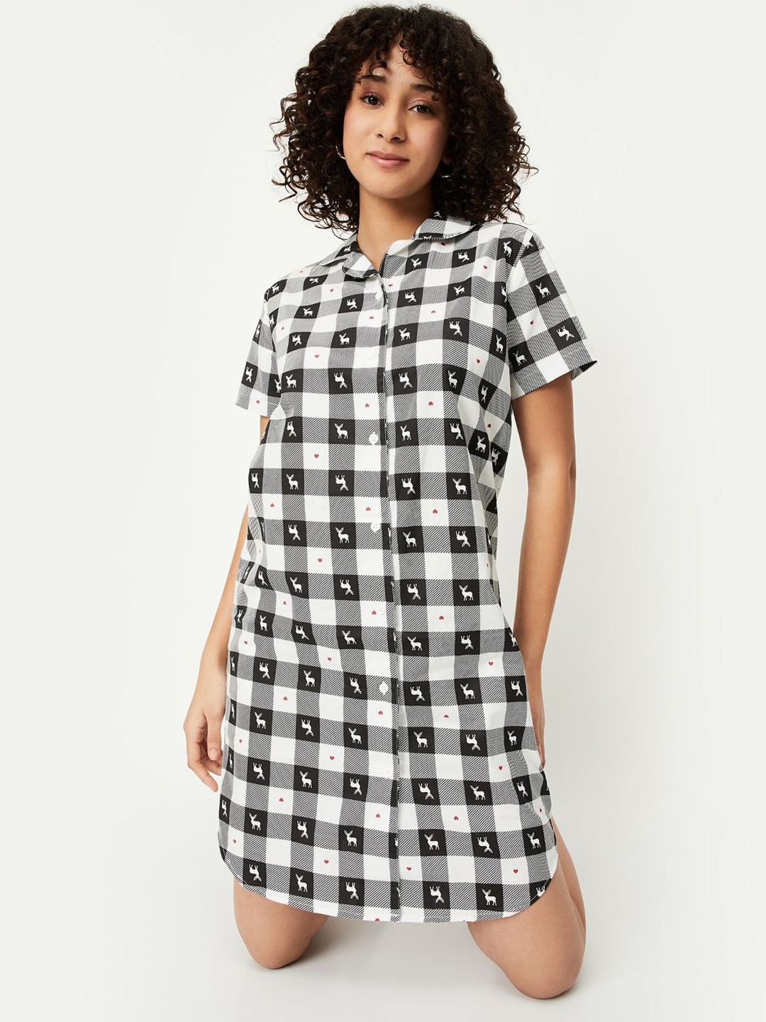 

max Checked Nightdress, Black