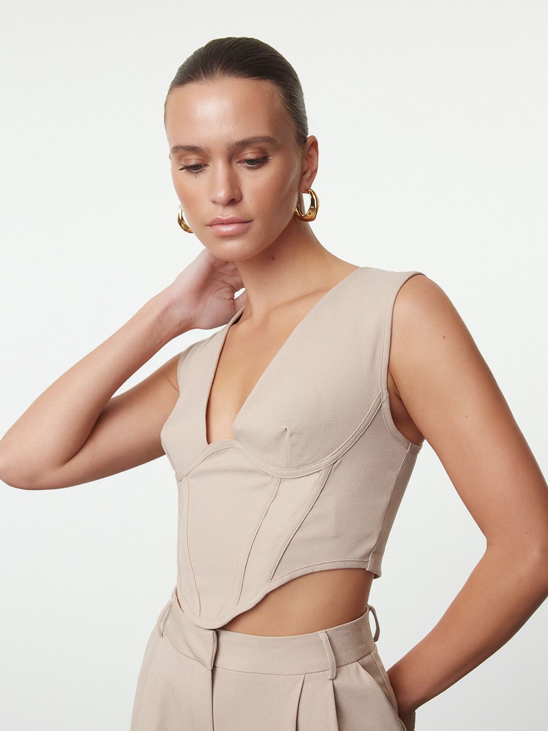 

Trendyol Corset Crop Top, Beige