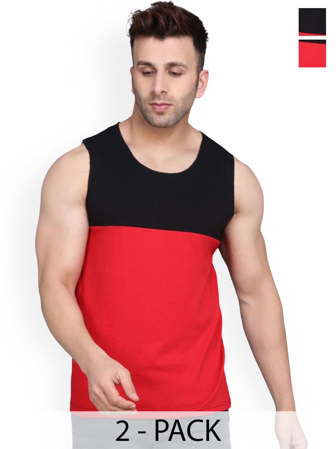 

Woostro Pack Of 2 Cotton Gym Vest, Black