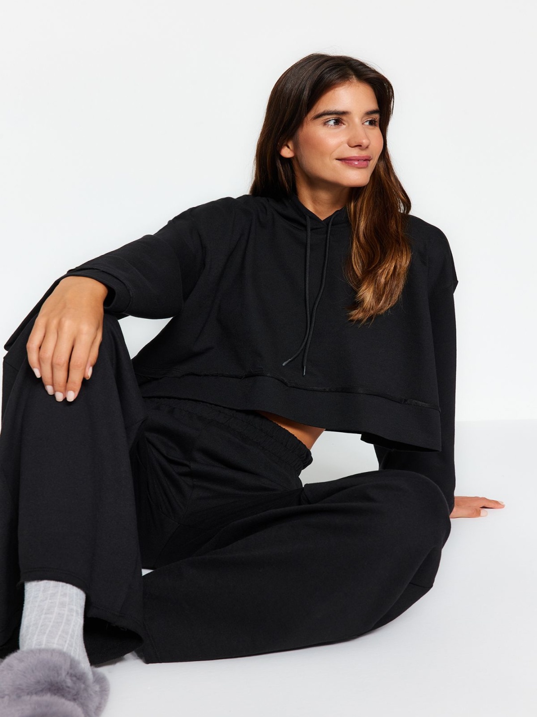 

Trendyol Women Long Sleeves Night suit, Black