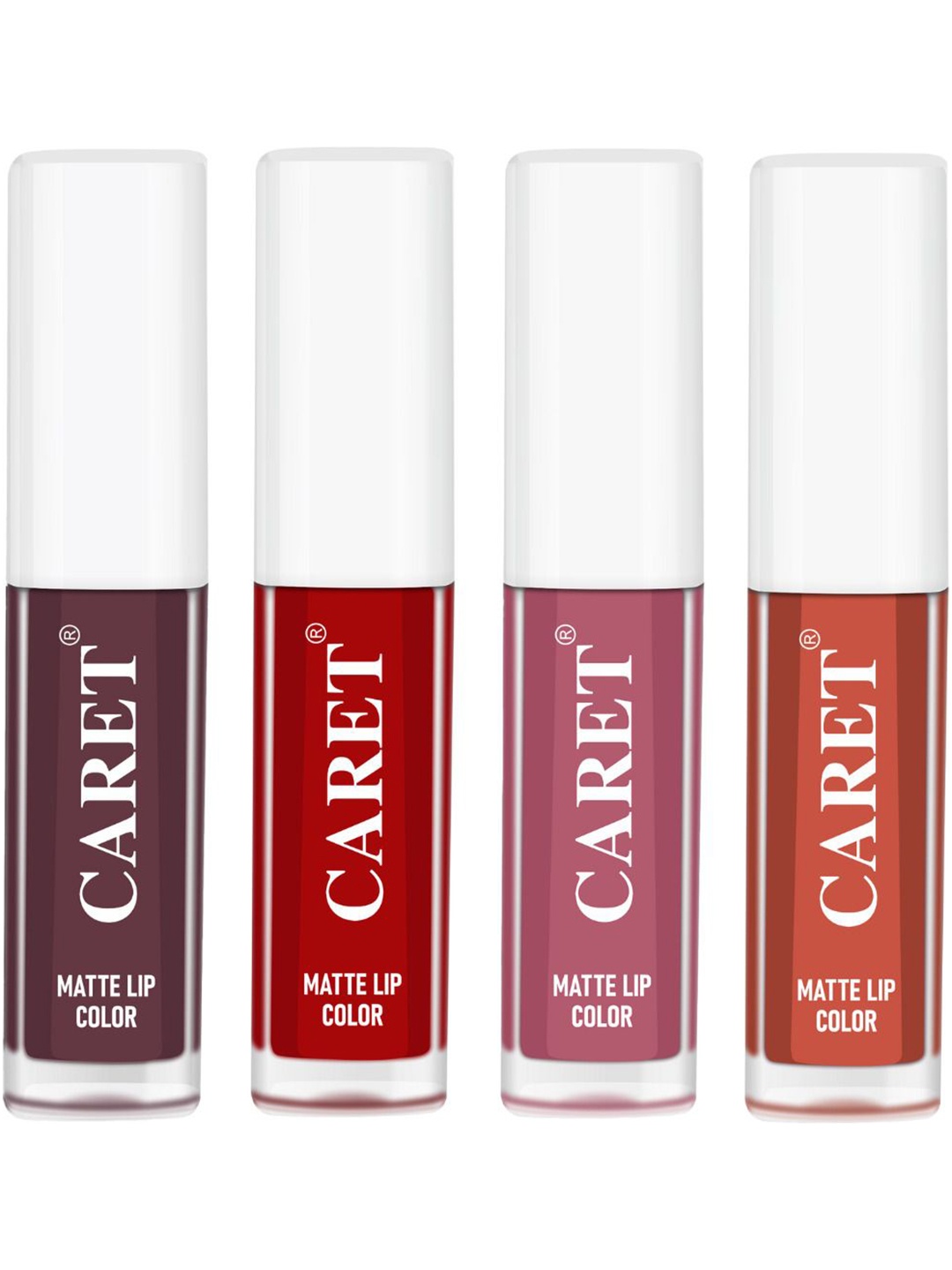 

CARET ORGANIC Set Of 4 Super-Pigmented Liquid Matte Lipsticks - 2 ml Each - 7 - 3 - 2 - 6, Red