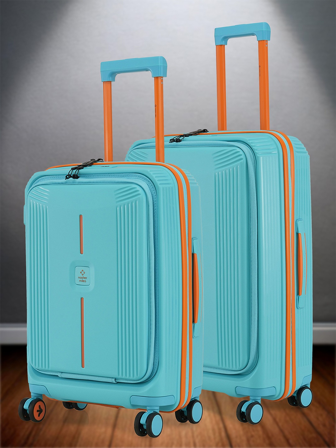 

Nasher Miles Alexandria Polypropylene TSA Lock Set of 2 S/M Teal Trolley Bags (55-65 cm)