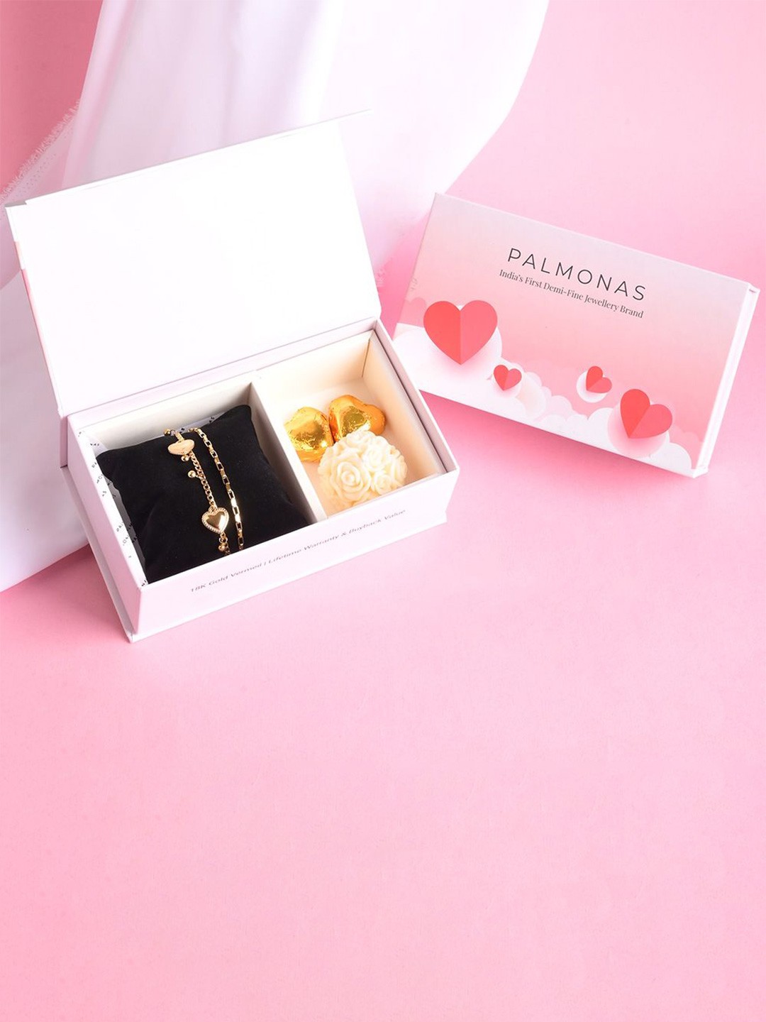 

PALMONAS Gold-Plated Anti-Tarnish Hearts All Over Charm Bracelet Love Gift set for Women