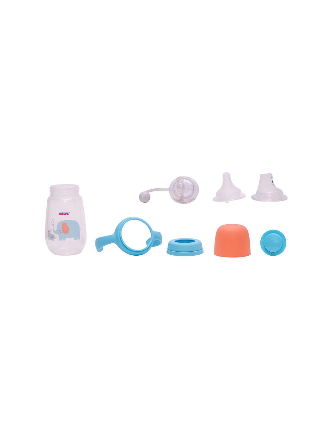 

Adore Kids Magnum Opus 4 Stage Wide Neck Feeding Bottle with Twin Handle Baby Sippers, Blue