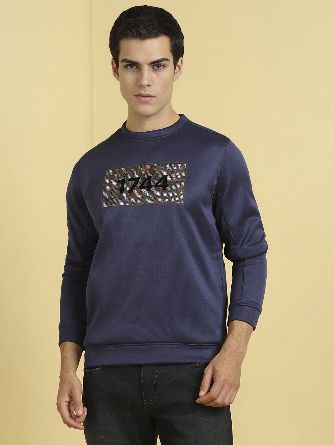 

Allen Solly Men Printed Sweatshirt, Navy blue