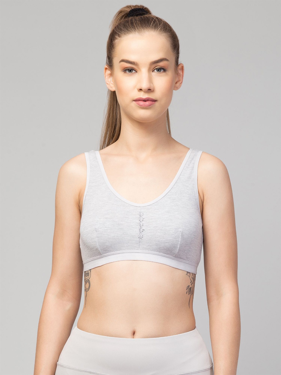 

ULLAS Women Full Coverage Workout Bra, Grey