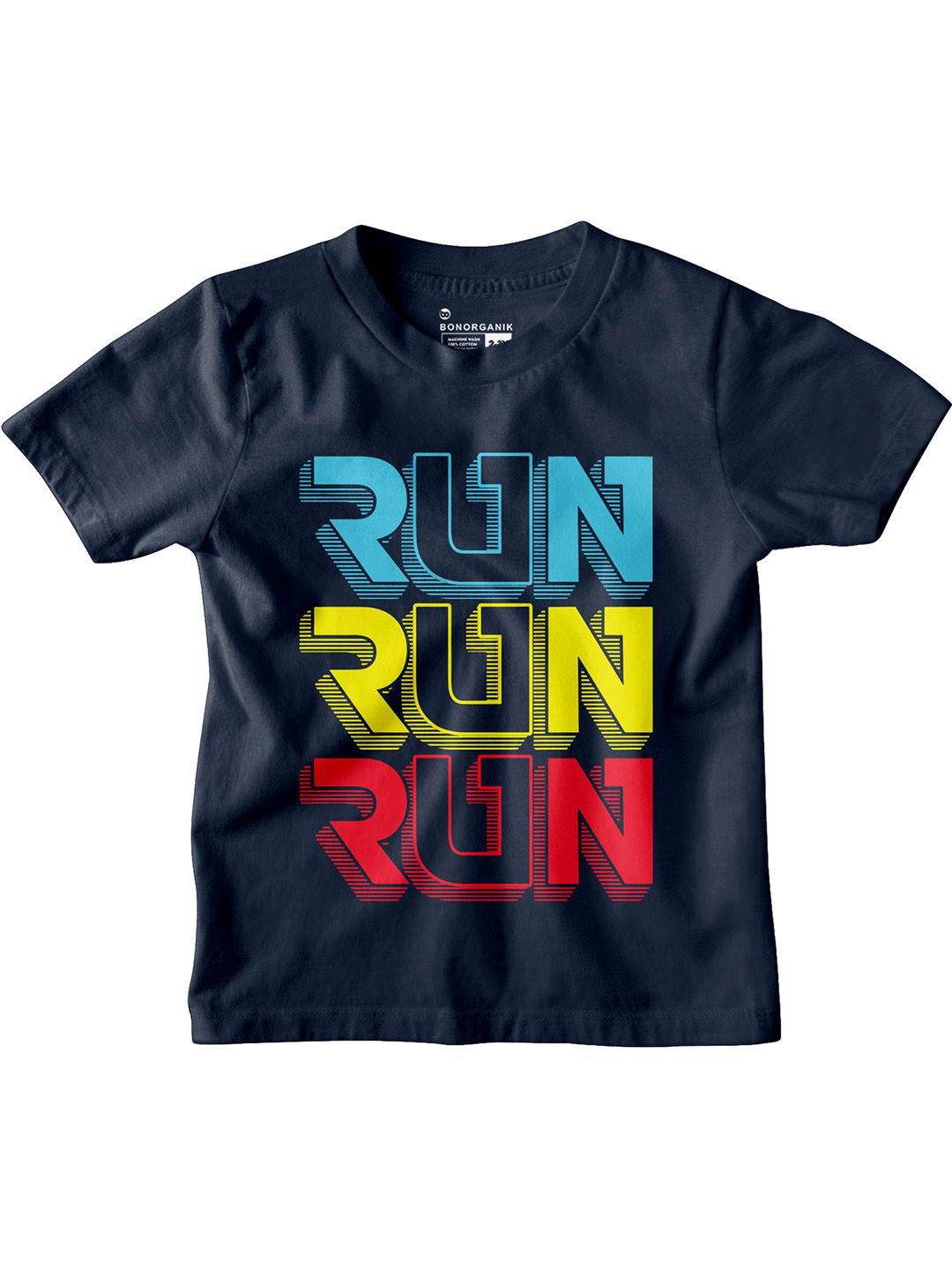 

BonOrganik Boys Typography Printed Round Neck Cotton T-shirt, Navy blue