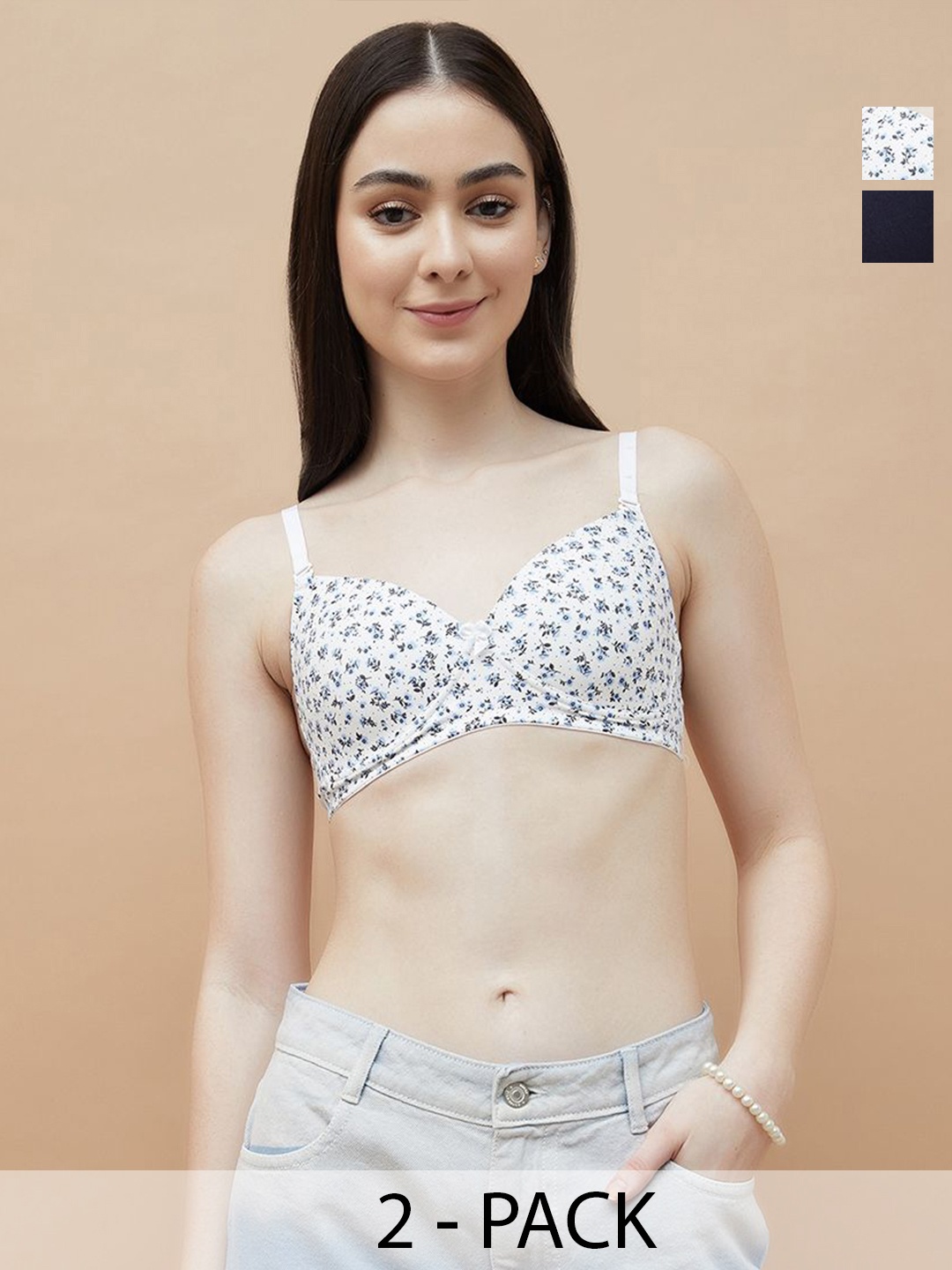 

Ginger by Lifestyle Floral Bra Full Coverage Lightly Padded, Off white