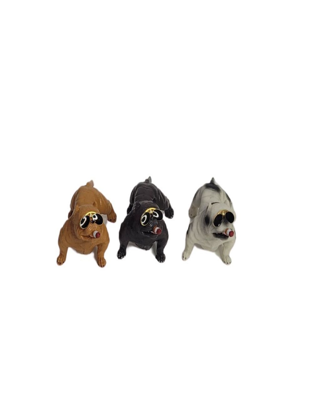 

Wonderland 3 Pieces Bulldog Dog Birds and Animals Figurine Showpiece, Brown