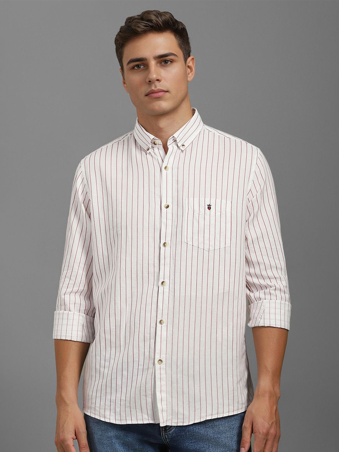 

Louis Philippe Sport Men Vertical Striped Casual Shirt, White