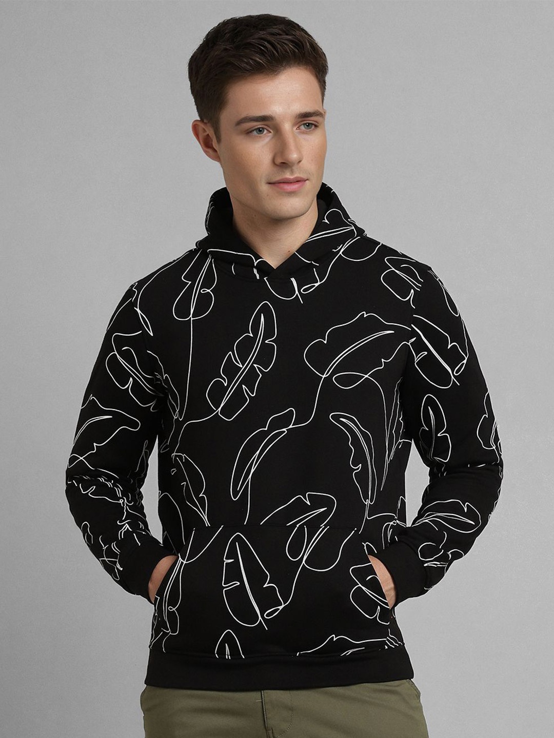 

SIMON CARTER LONDON Men Printed Hooded Pullover Sweatshirt, Black