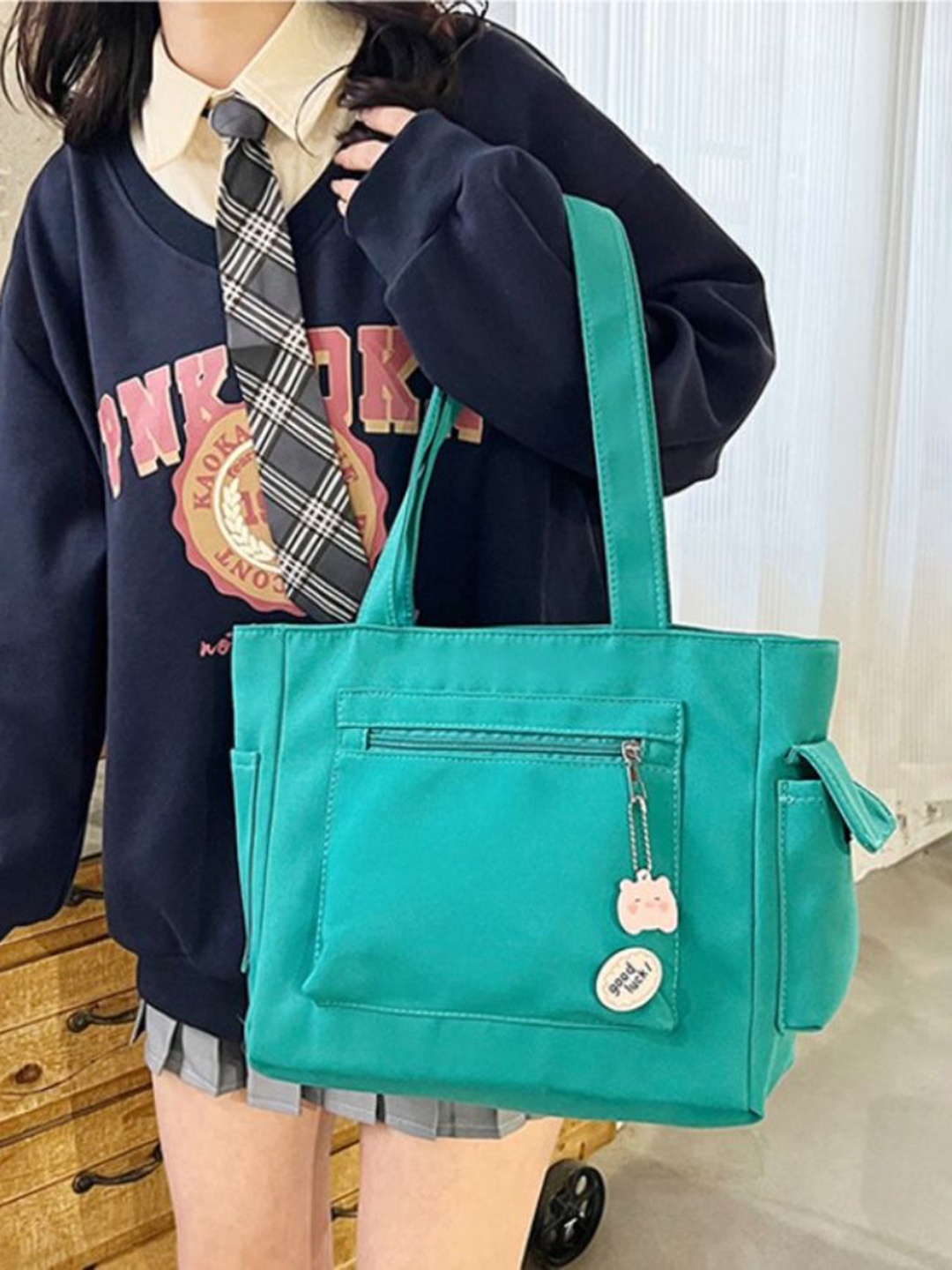 

StyleCast Women Solid Shopper Tote Bag, Green