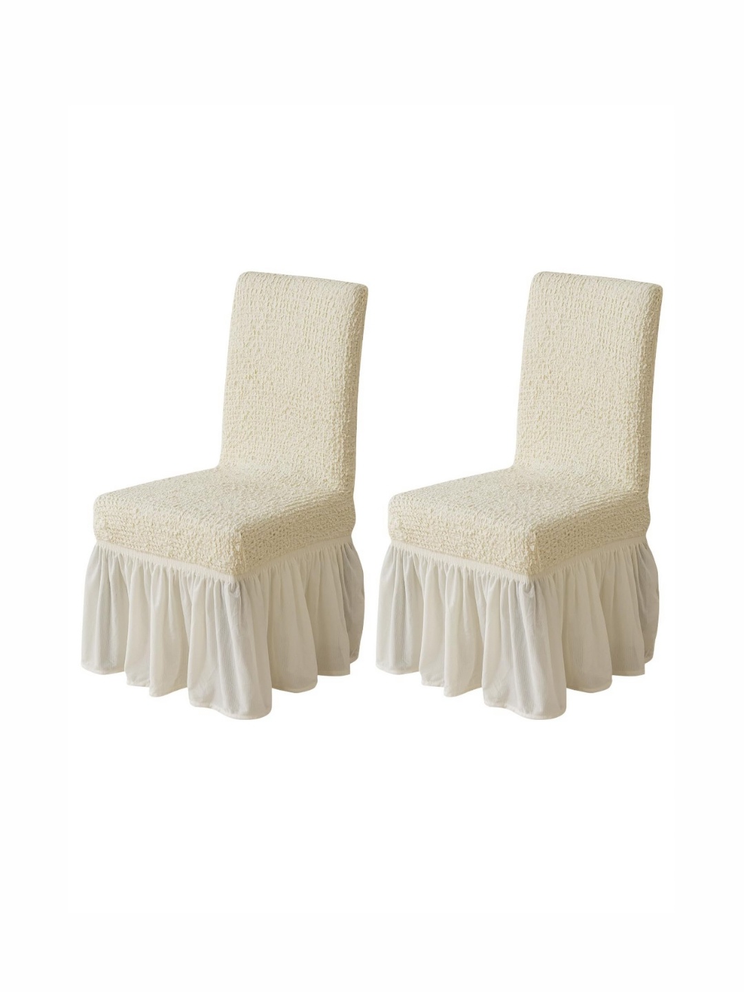 

HOUSE OF QUIRK 2-Pcs Cream 450 GSM Removable & Washable Dining Chair Covers