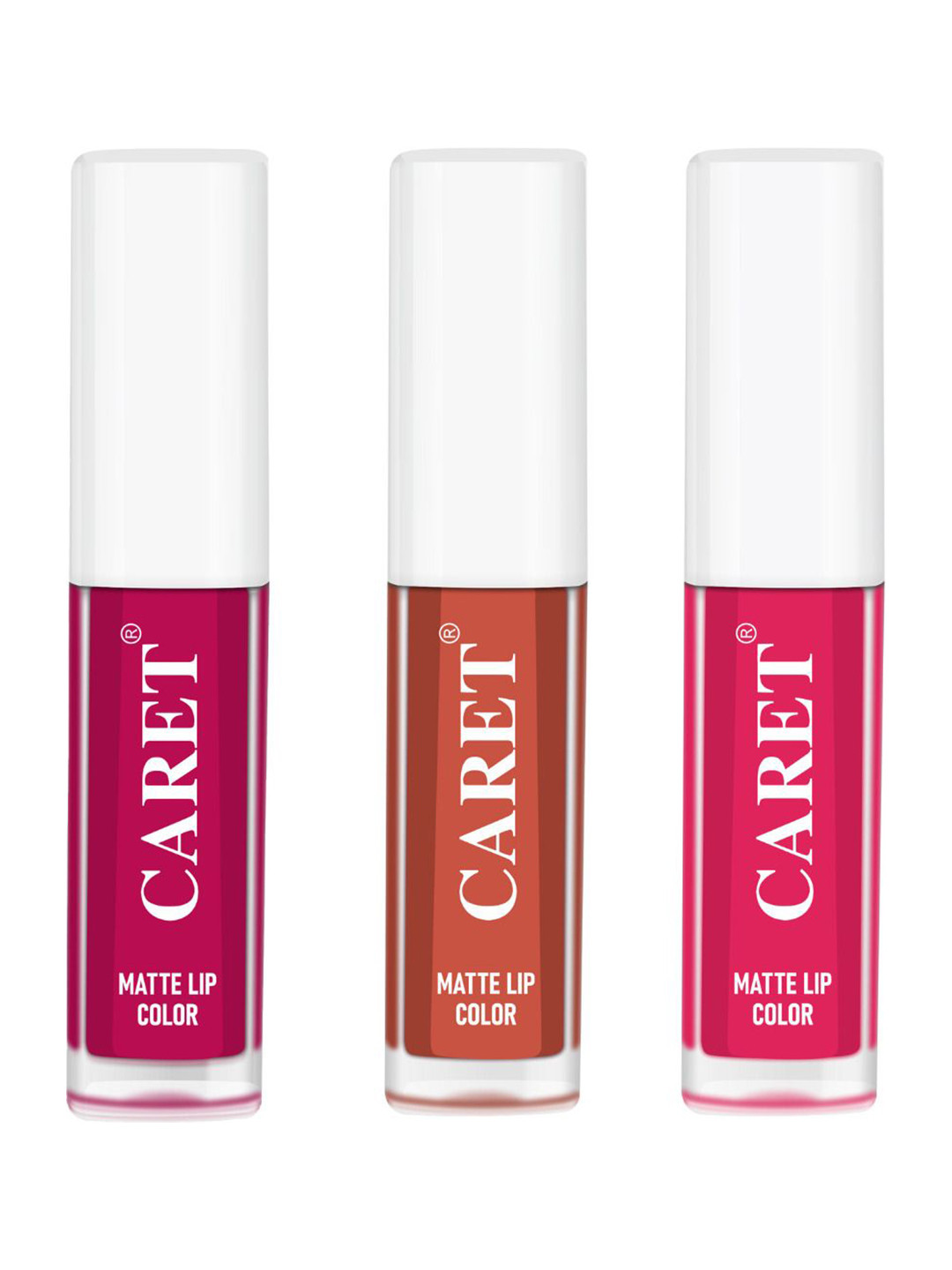 

CARET ORGANIC Set Of 3 Long Lasting Liquid Matte Lipsticks - 2 ml Each - 5 - 6 - 4, Pink
