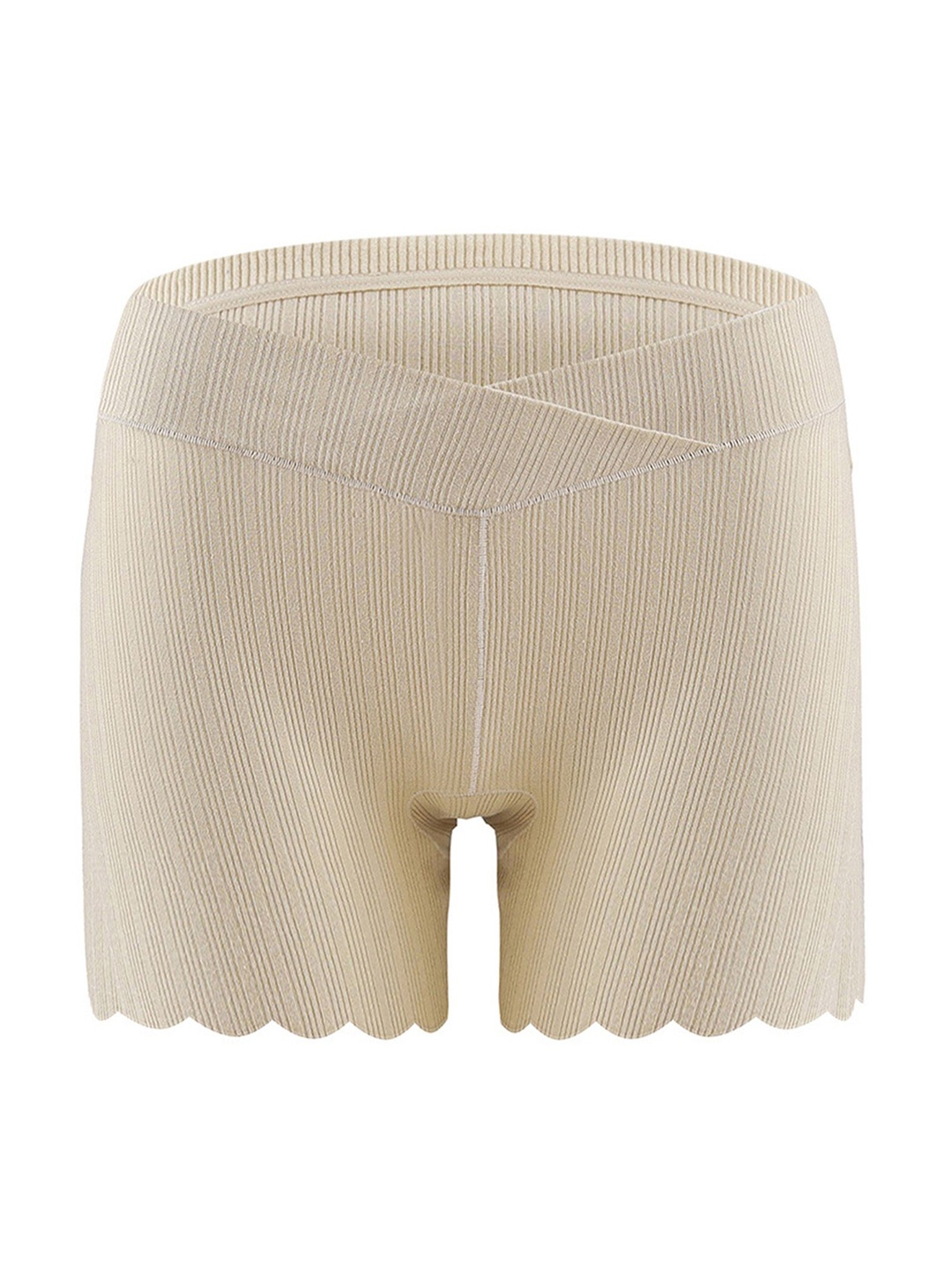 

SYGA Women Cotton High-Waist Adjustable Maternity Lounge Shorts, Cream