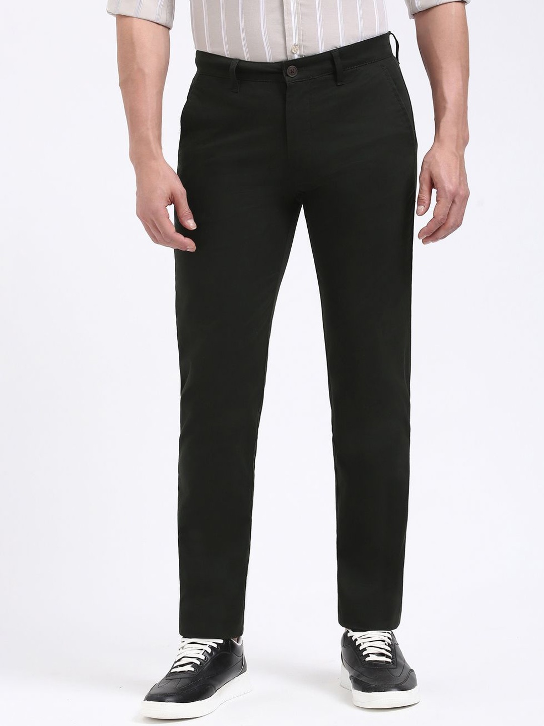 

Peter England Casuals Men Super Slim Fit Trousers, Black
